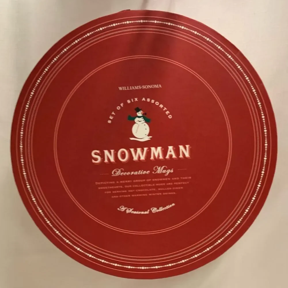 WILLIAMS SONOMA Snowman Mug Christmas Set 6 Retired Vintage Collectible Winter